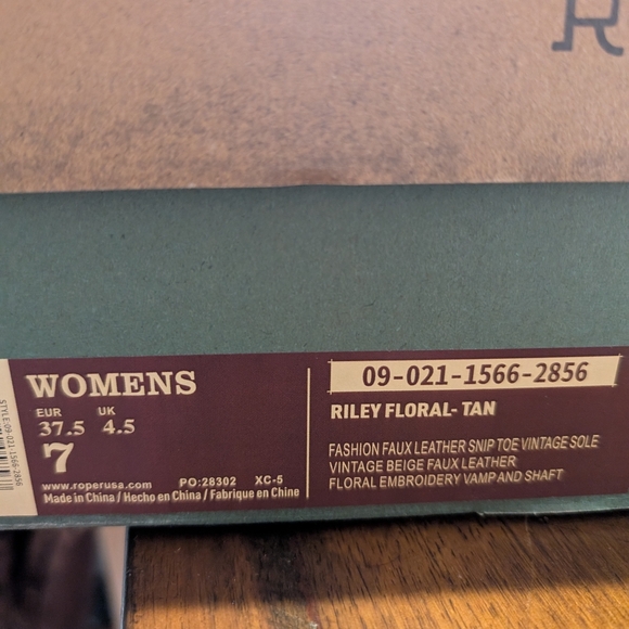 Roper Cowgirl Boots Riley Floral teal tan NWT size 7 - Picture 5 of 6